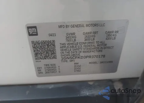 2023 Chevrolet Suburban 2Wd Premier from USA, damaged, VIN 1GNSCFKD3PR370178